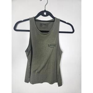 Savage Barbell Tank Top Mens Small Green Muscle Workout Gym Athletic